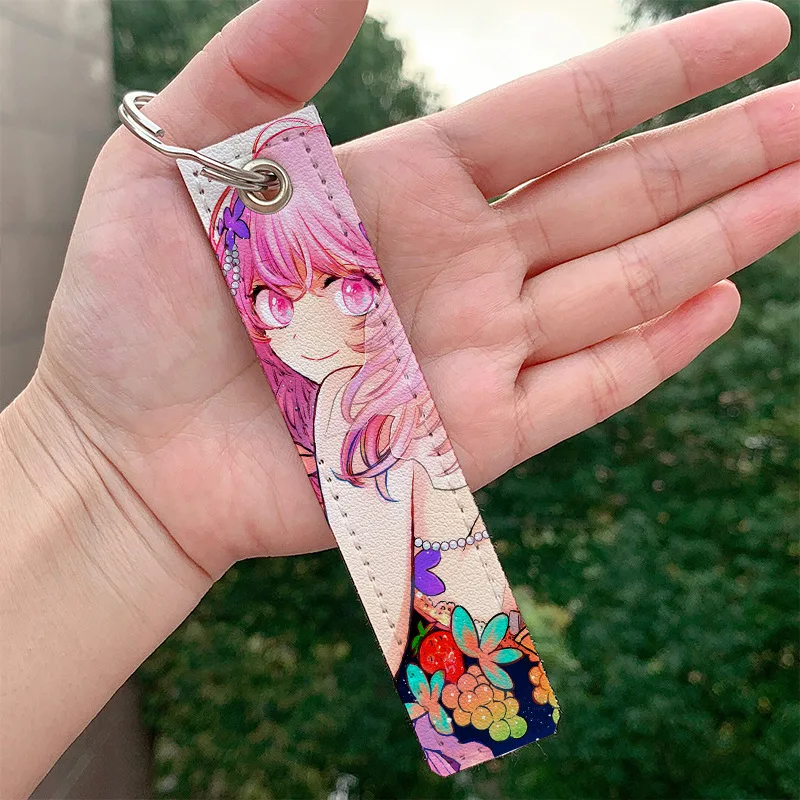 New Anime OSHI NO KO Leather Keychain Kawaii Hoshino Ai oshino Akuamarin Pendant Keyrings Hanging Holder Wallet Trinket Hanging