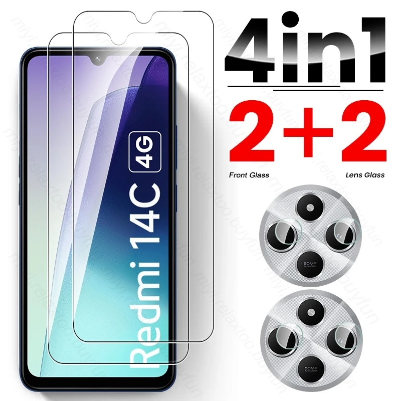 4 In 1 Protective Glass for Xiaomi Redmi 14C 4G Screen Protector Lens Glass Redmi14C Radmi Redmy Redme 14C 14 C C14 4G NFC 2024