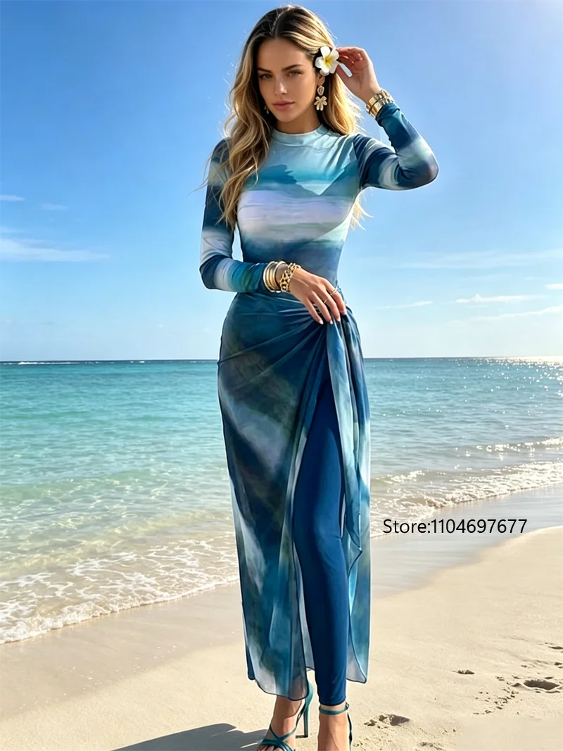 3‑Piece Women Modest Burkini S - Printed Wrap Skirt 评论和价格