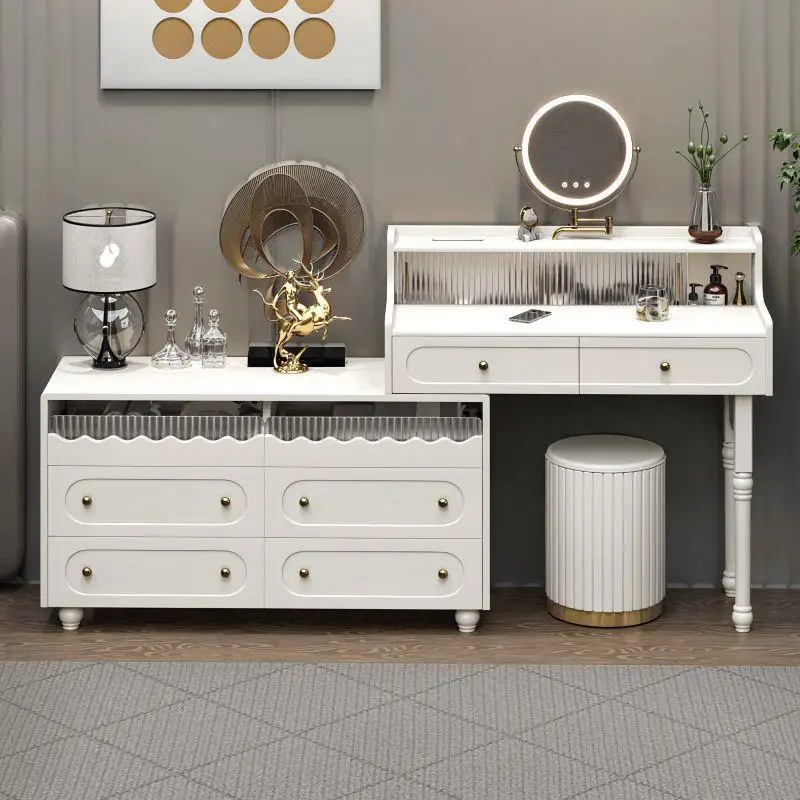 Solid wood paint dresser chest integrated cream style simple