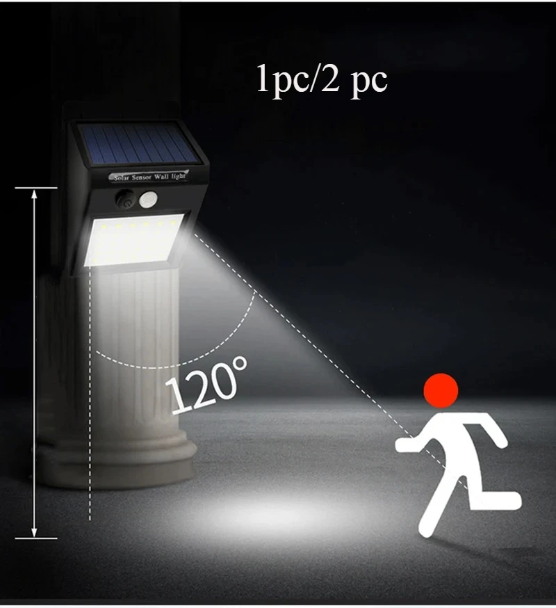 30/48 LED Solar Wall Lamp Outdoor Waterproof PIR Motion Sensor Lights Garden Yard Garage Led Energy Saving Solar Light 1pc/2pc
