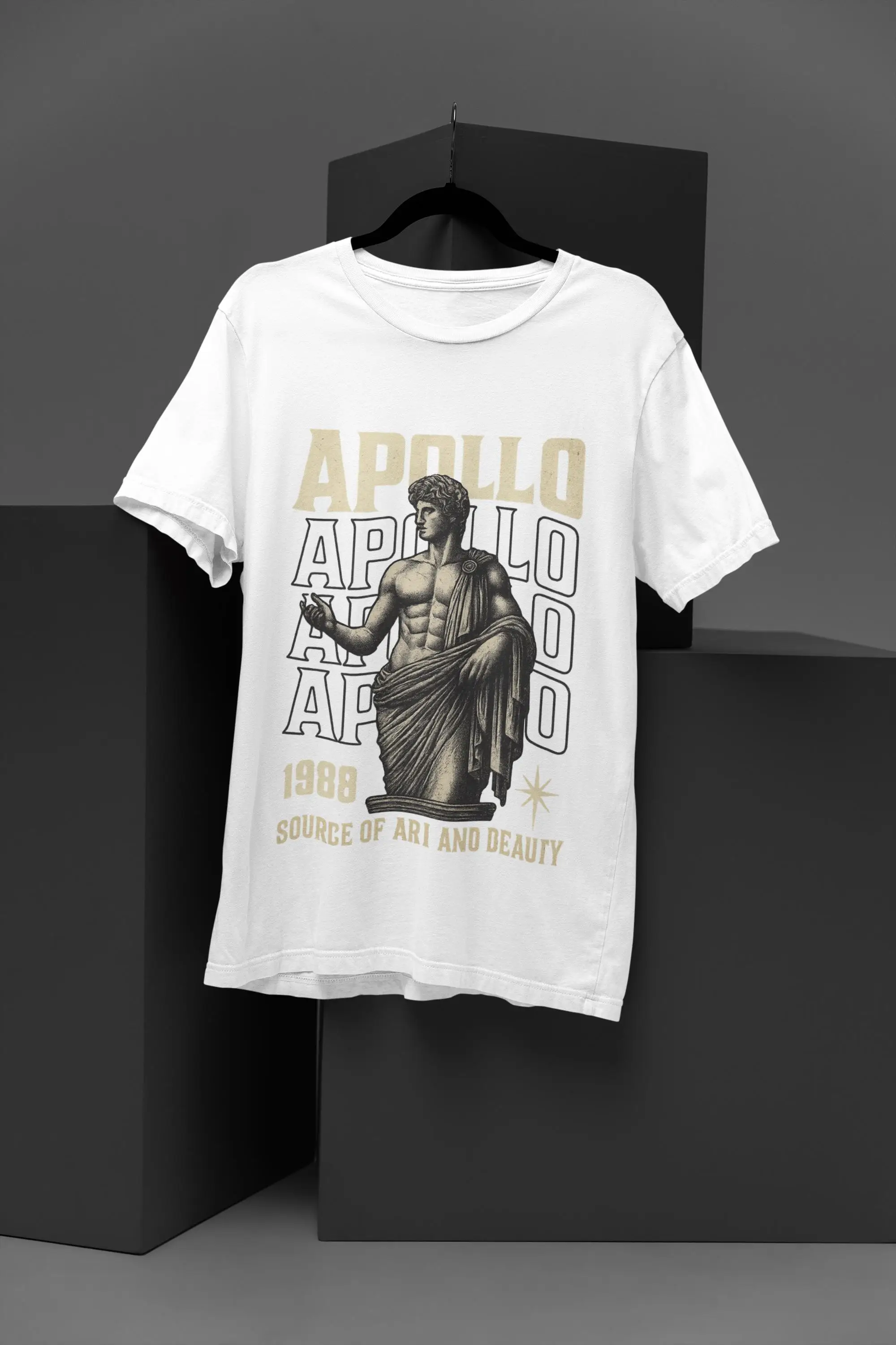 أفضل بيع موضة جديدة أبولو اليونانية تمثال الله قميص الفن الكلاسيكي الجمالية المحملة الأساطير الجمال القديمة تي شيرت هدية #3