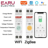 Tuya WiFi Zigbee Smart Circuit Breaker MCB 1P+N 63A Power Energy kWh Voltage Current Meter Protector Voice Remote Control Switch