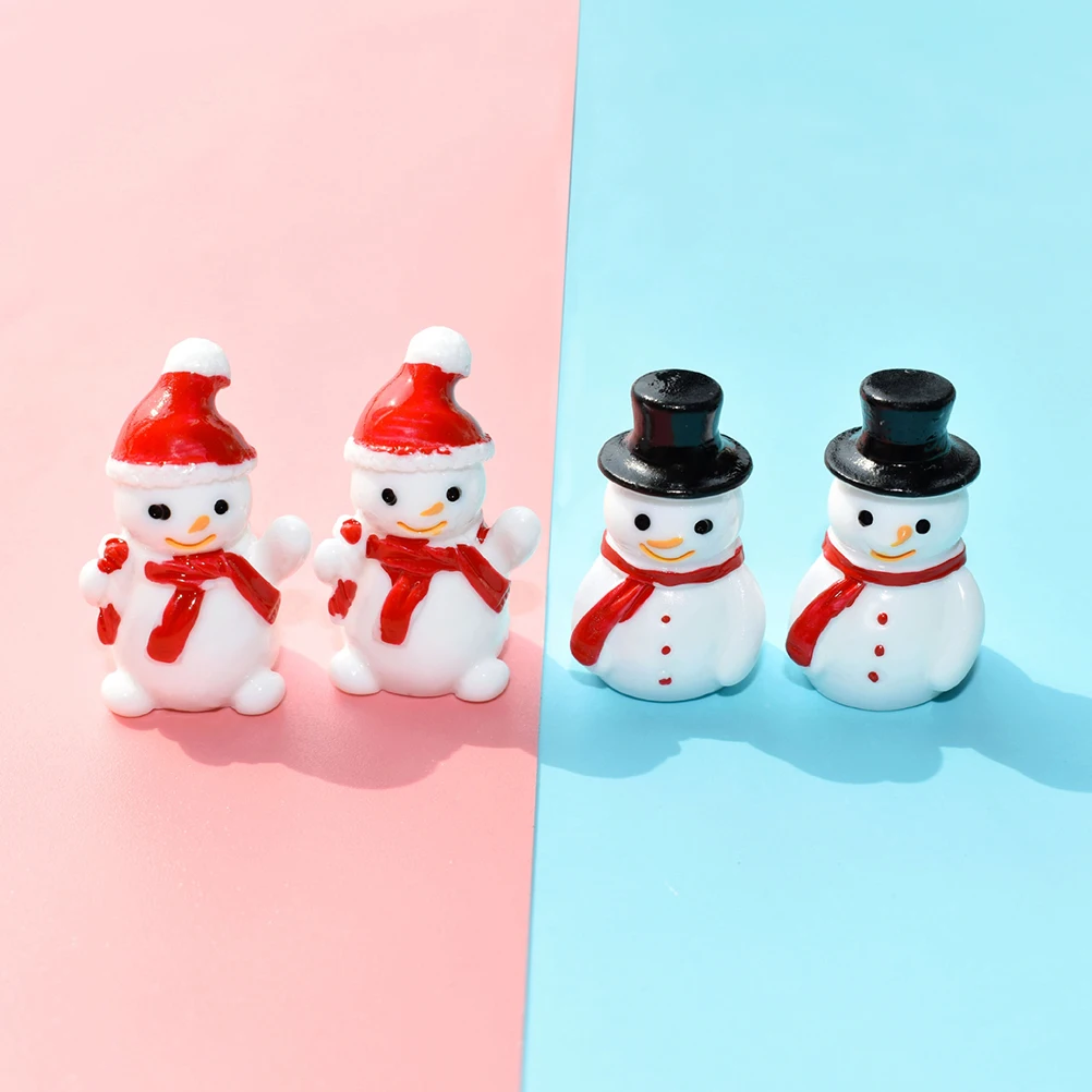 

10pcs Mini Resin Ornament Christmas Diy Decoration Micro Landscape Adornment Home Office Miniature Landscape Mini Snowman Gift