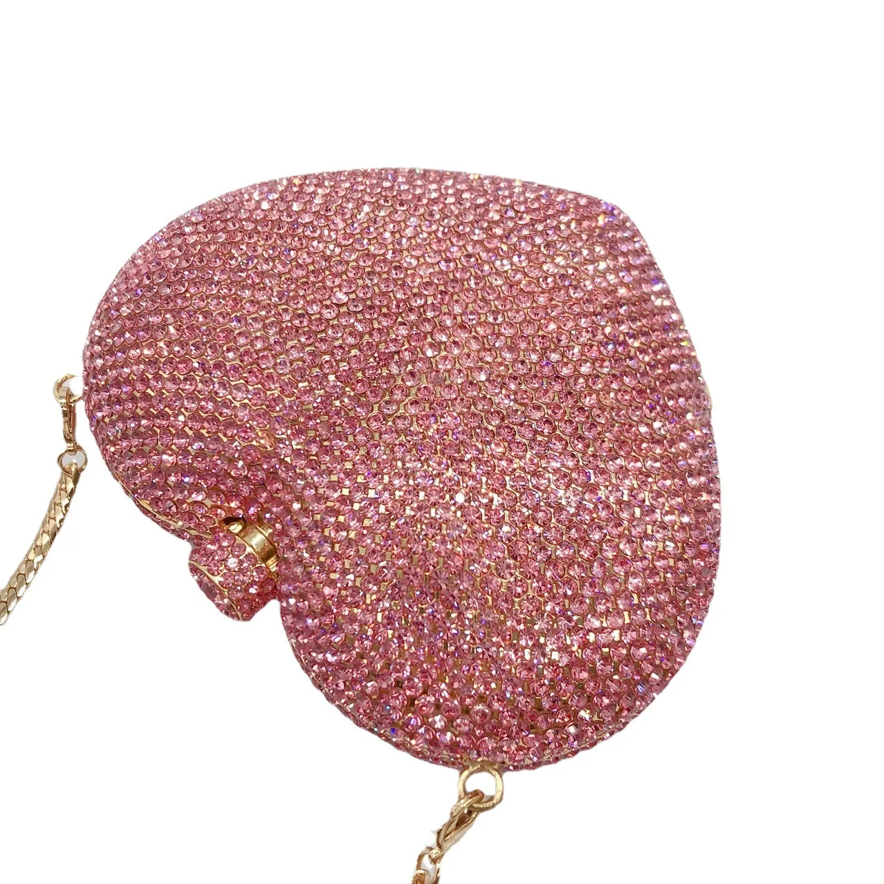 

Diamond-encrusted Dinner Bag Pure Full Diamond Clutch Pink Love-shaped Crystal Women's Bag Heart Clutch Bolsas Marcas Originales