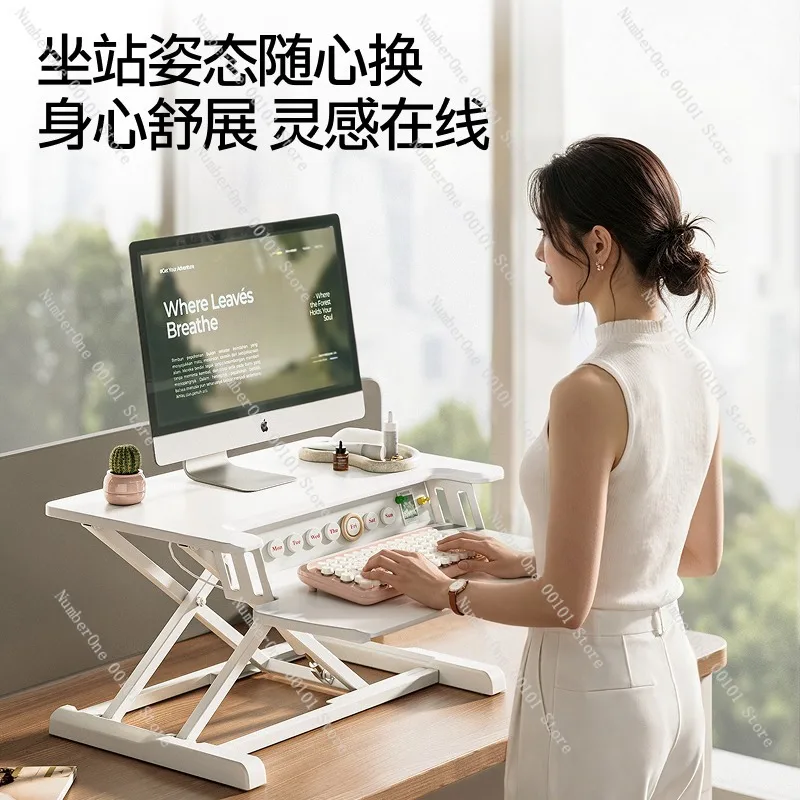 Ergonomic Sit Stand Desk Converter Height Adjustable Computer Riser Desktop Workstation Portable Standing Table for Office Home