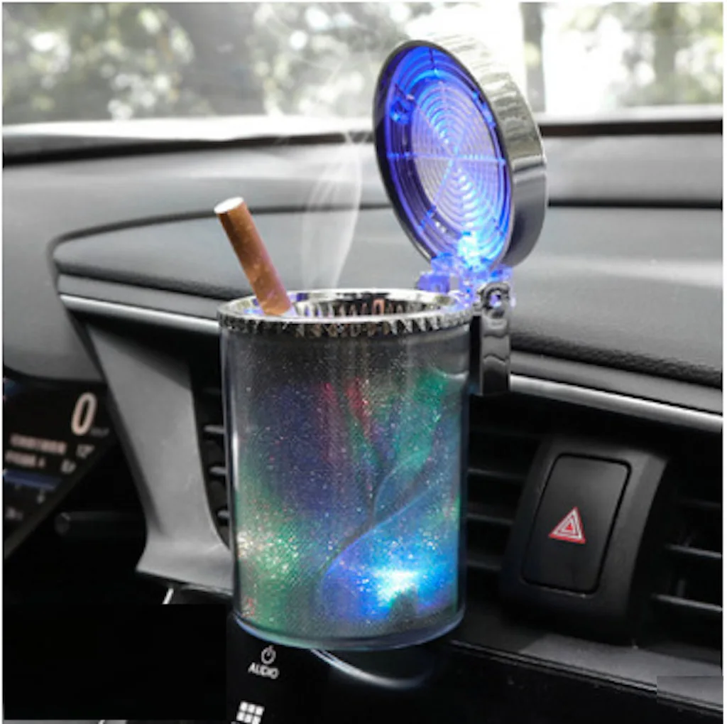 Universal Car Colorful Ashtray Portable LED Light Ashtray Cigarette Holder Car Styling Mini Cup Holder Car Accessories - Image 2