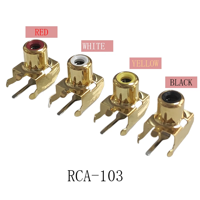 5 pz 90 gradi Golden RCA femmina Jack Audio Stereo connettore presa ingresso Audio AV un foro RCA-103