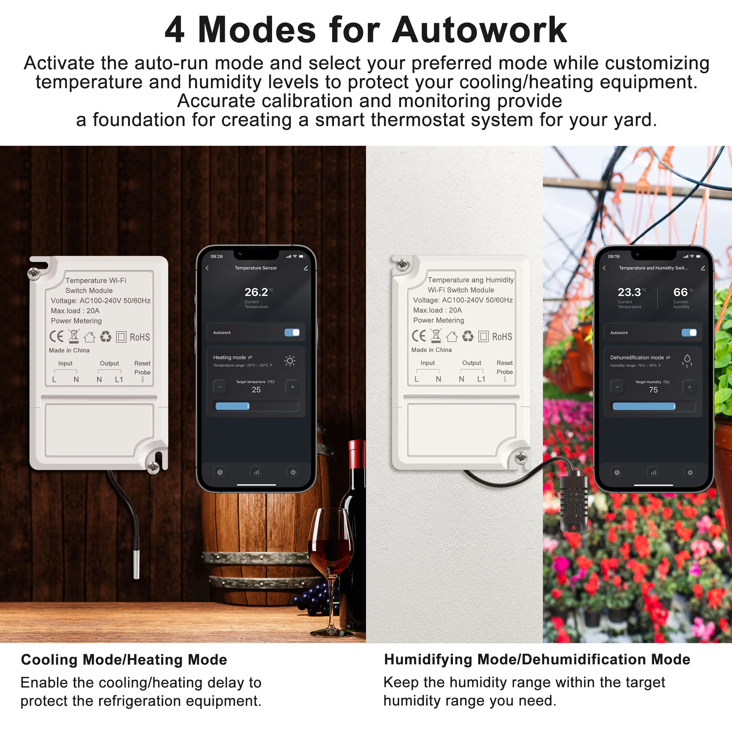 GIRIER Smart WiFi Switch Module 20A Remote Monitoring Temperature Humidity Energy Metering Work with Alexa Hey Google Smart Life