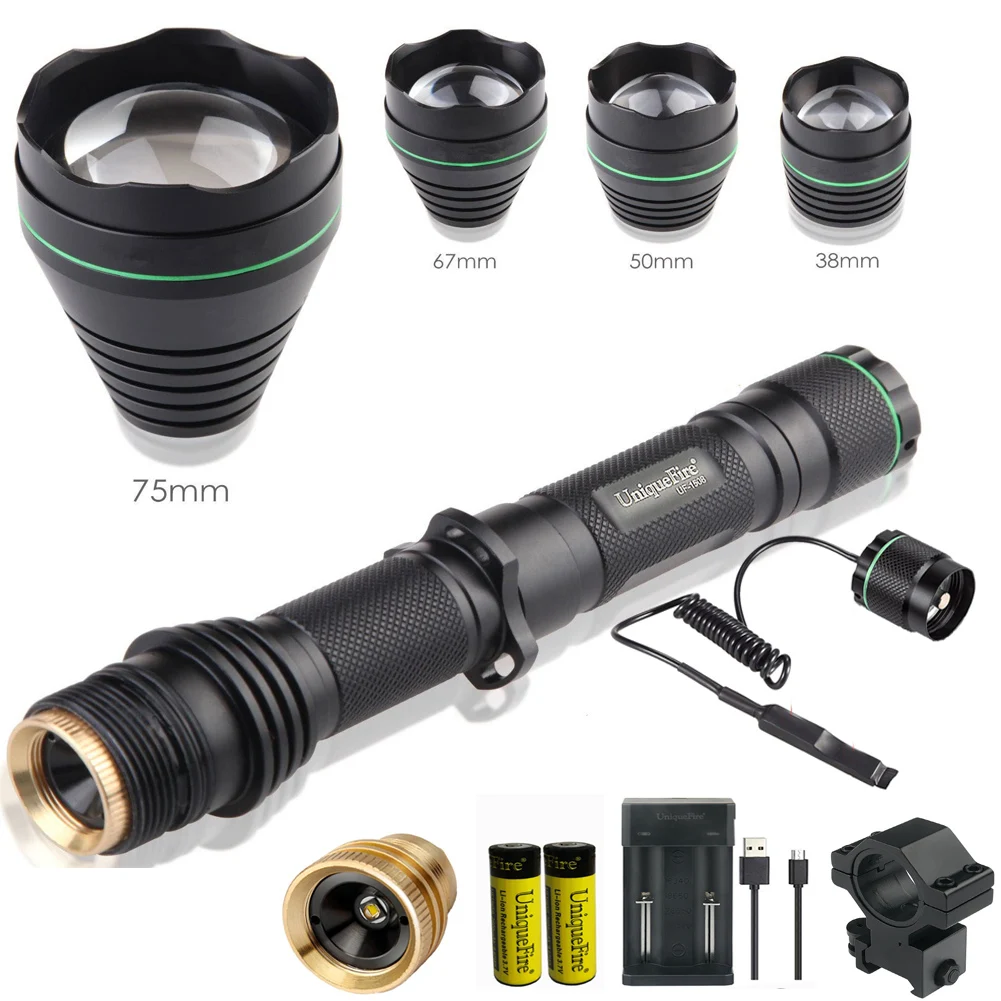 

UniqueFire 1508 T38 T50 T67 T75 IR 940nm Flashlight Set Night Vision Torch +Rat Tail+Scope Mount+USB Charger+18650 Battery