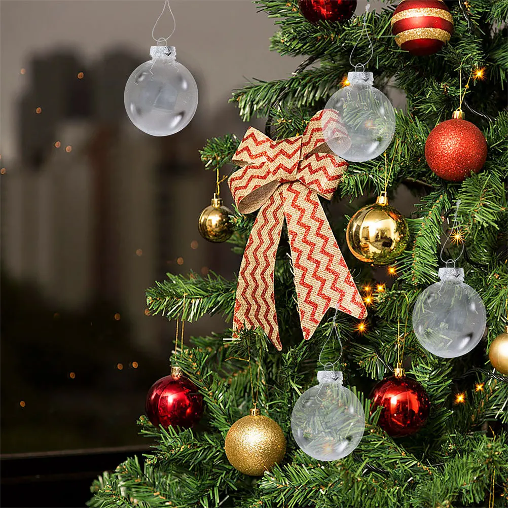 

24pcs Christmas Decoration Balls Clear Flat Oval Plastic Ornament Shatterproof Diy Craft Baubles For Holiday Party Wedding Home