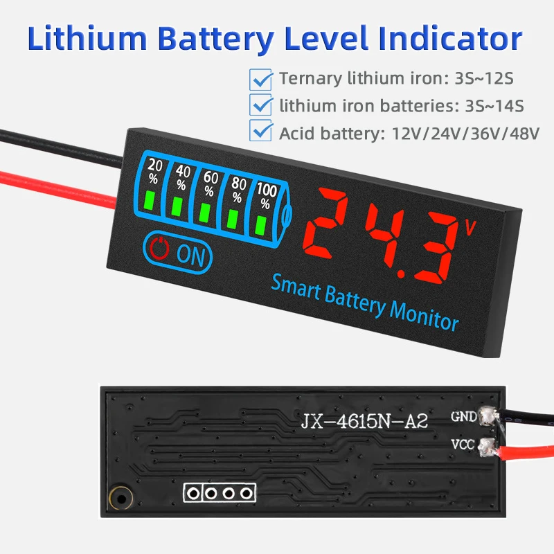 3S-14S DC7-55V Battery Level Indicator 12V 24V 36V 48V 18650 Lipo Lithium Battery Capacity Board Voltage Battery Charging Tester