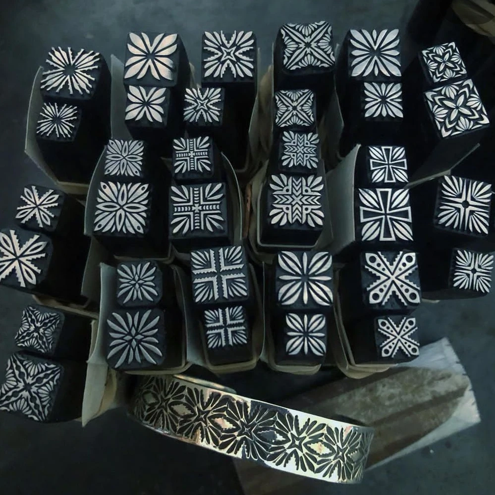 8mm Square Vintage Pattern Metal Stamping Punch Jewelry Punching Tool Steel Stamper Silver Bracelet Leather Custom Logo Press