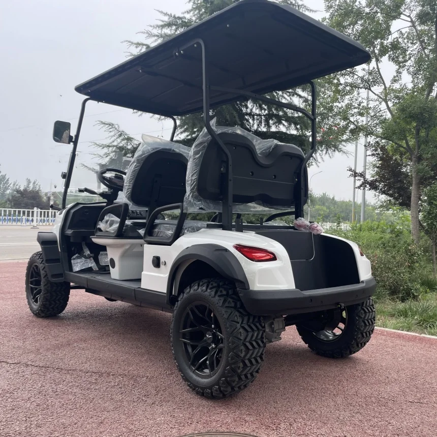 Golf Cart Lithium Battery With Solar Panel 4+2 Seat Electric Buggy Golf Cart Rear Seat Foldable Rear Seat + Built-In Storage Box