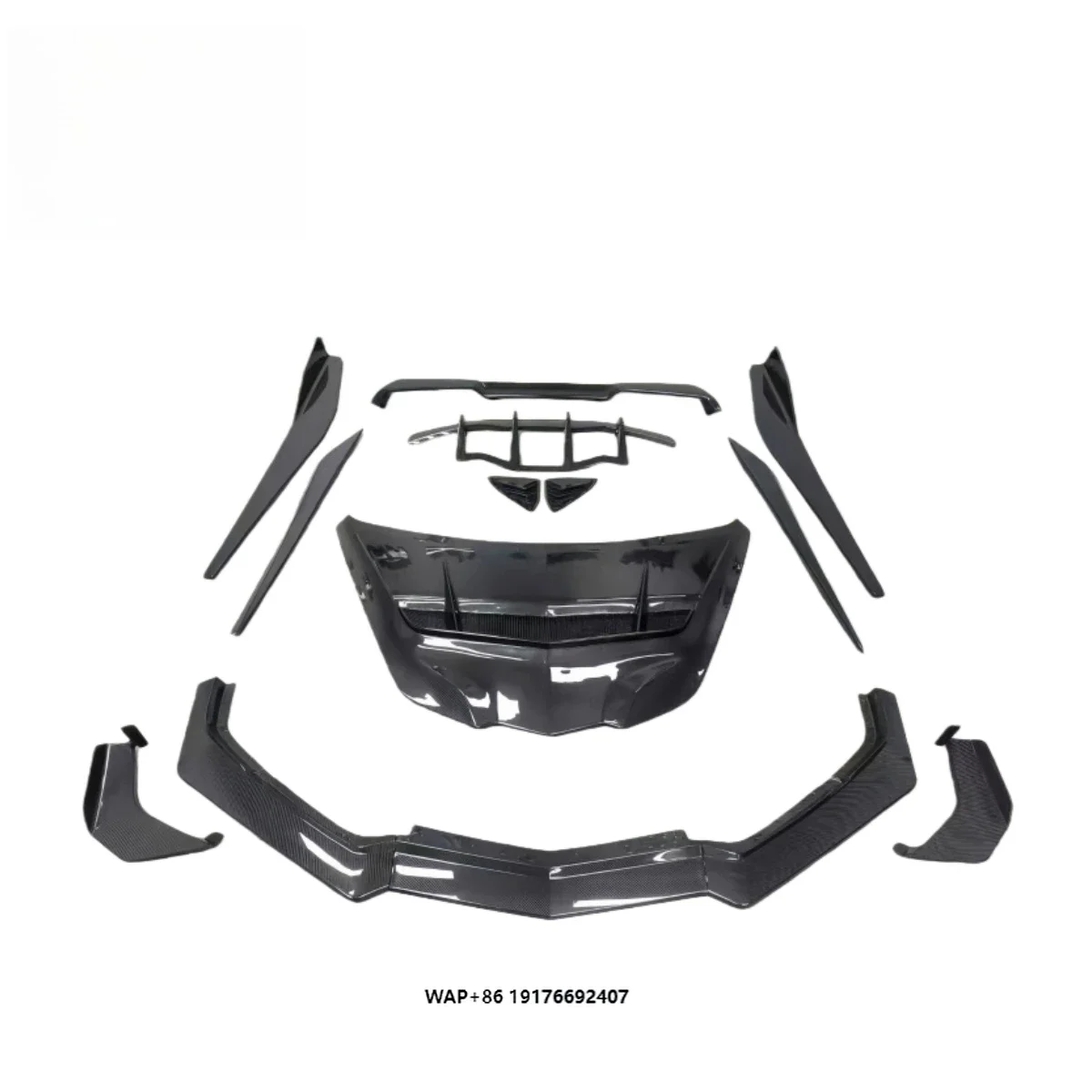 ForCorvette C8 Z06 Dry Carbon Fiber Front Lip Rear Lip Side Skirts Rear Wing Engine Hood Spoiler Diffuser Body Kit