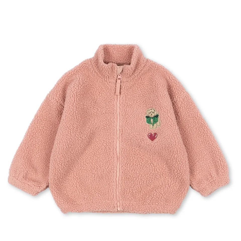 2026 New KS Autumn Winter Baby Boys Girls Kitten Printed Coat Kids Pink Embroidered Puppy Coat Versatile Cotton Clothing 1-9Y