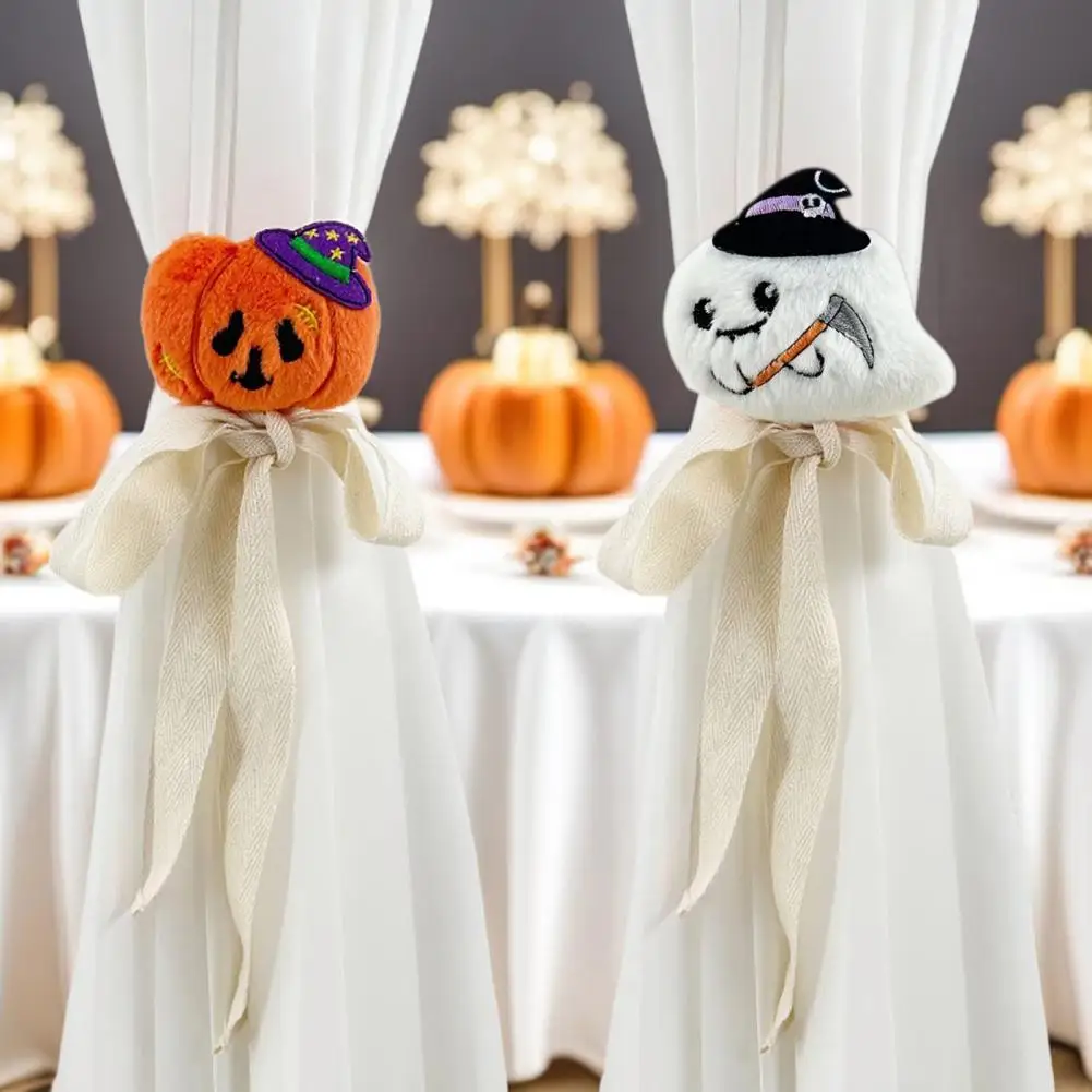Witch Hat Curtain Holders Halloween Curtain Tiebacks Funny Witch Hat Pumpkin Ghost Straps Adjustable Window Holdbacks for Party
