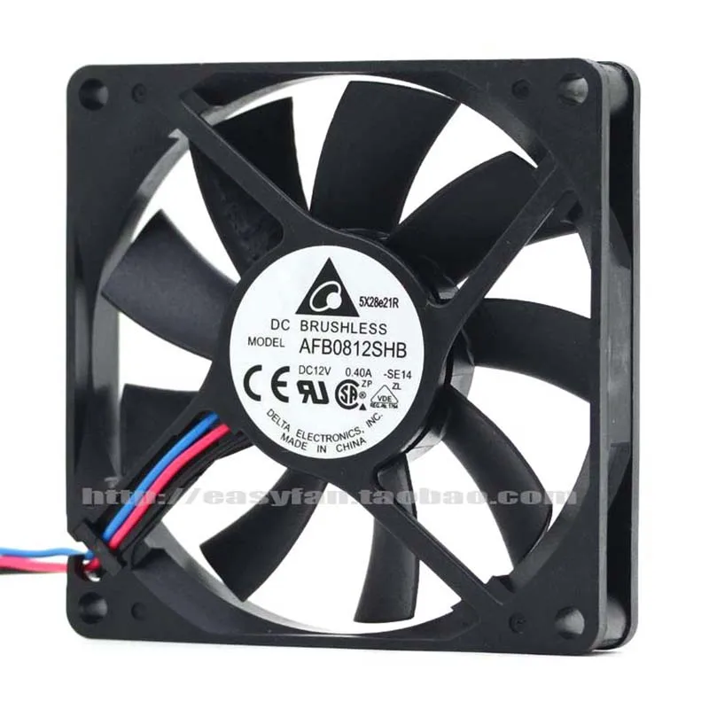 

Delta 8cm 8015 Dual Ball 0.40A Large Air Volume Fan AFB0812SHB 80x80x15mm Cooling Fan Cooler