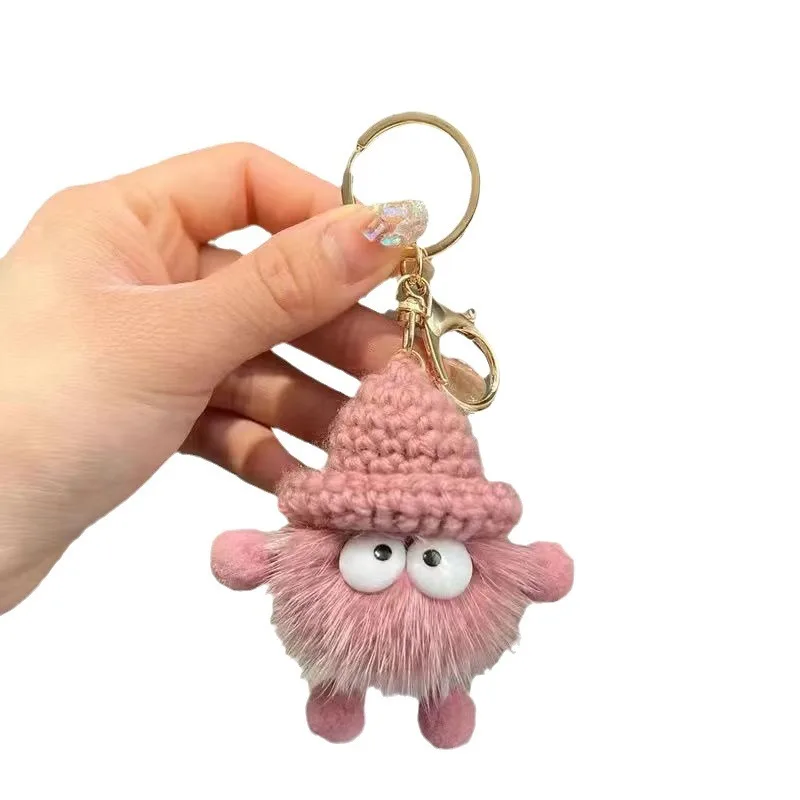 تقليد المنك الشعر قوالب صغيرة لطيف سيارة المفاتيح قزم قلادة حقيبة قطيفة