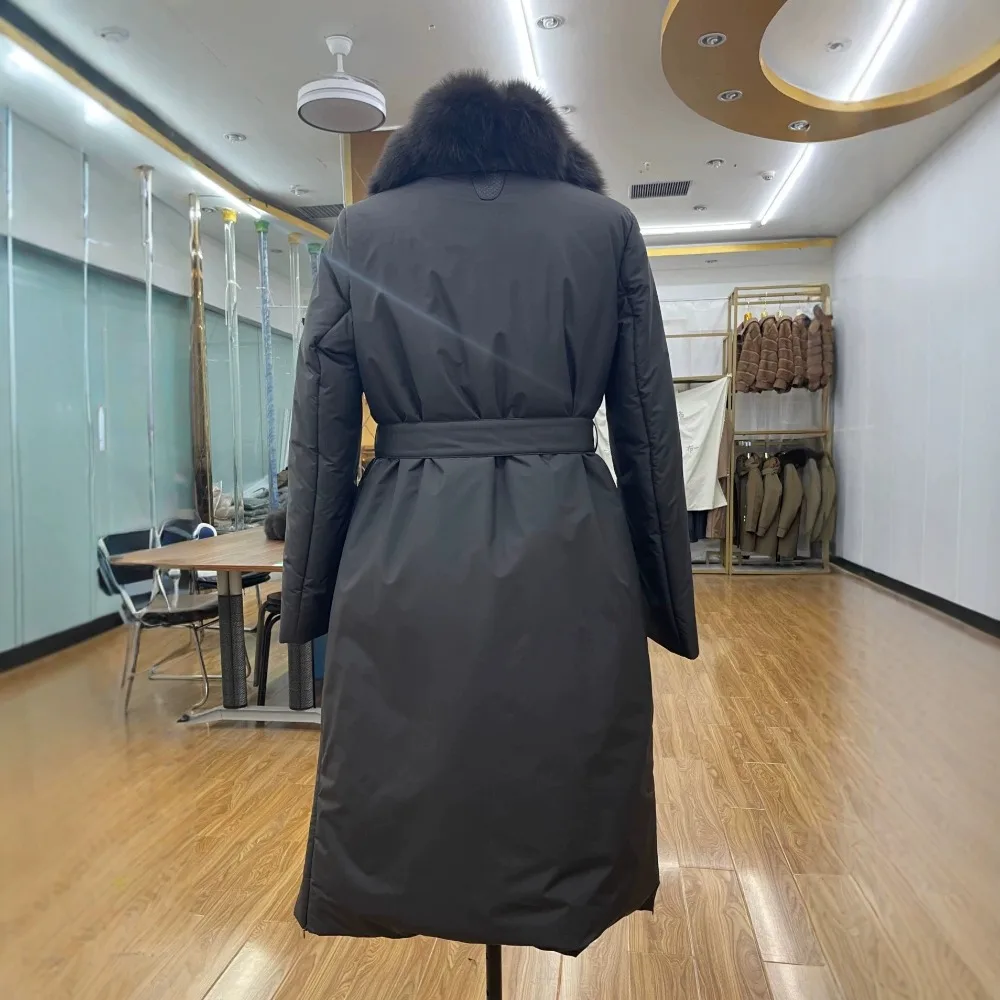 Down Jacket Women 2026 Winter Removable Fur Collar Fashion Windproof Thick Warm Duck Down Parka Luxury Winter Snow Overcoat