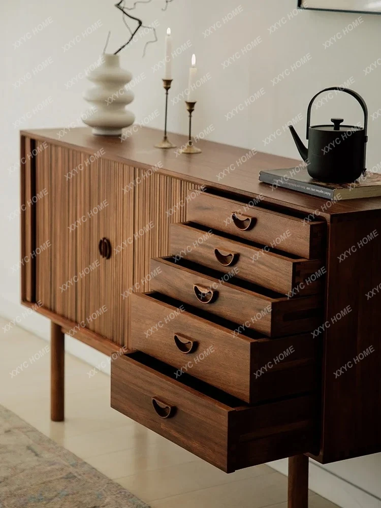 N Средневековый обеденный боковой шкаф из цельного дерева, шкаф из тикового дерева, ретро шкаф с рольставнями, шкафчик для гостиной, дома, шкафчик для хранения