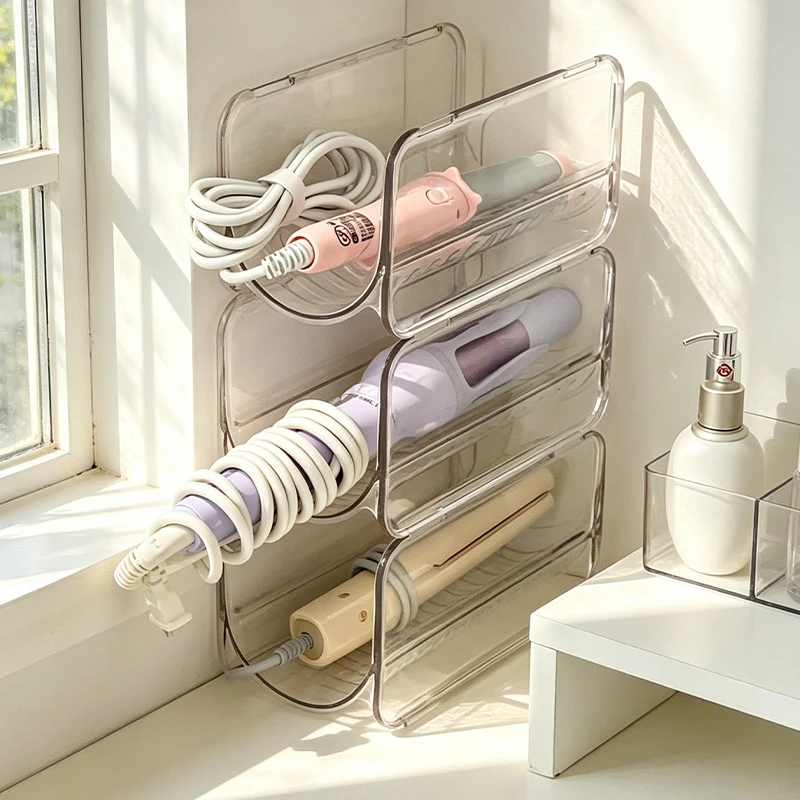 Transparent Storage Organizer Compact Hair Dryer Holder Curling Iron Storage Rack Hair Tool Storage Organizer For Hair