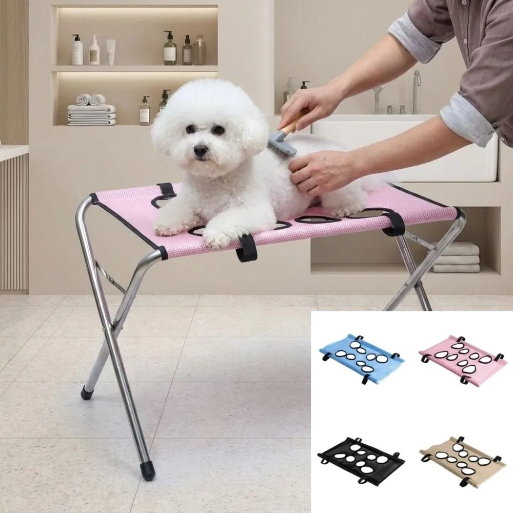 Foldable Pet Grooming Table Cloth Non-Slip Replaceable Accessories Pet Bathing Stand Cloth Comfortable 8 Hole