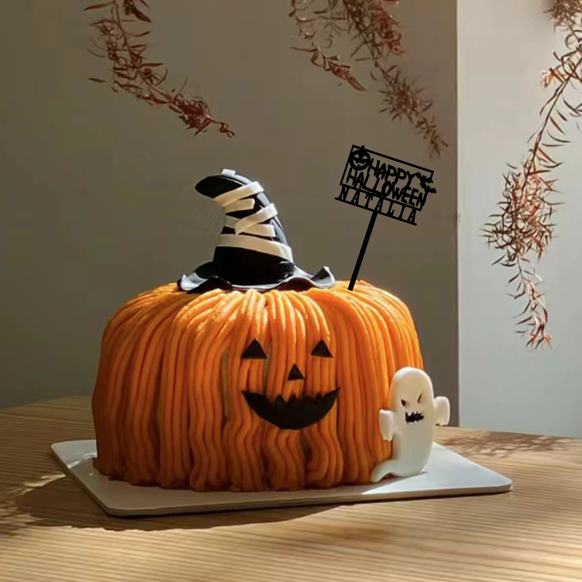1PC Fashion Square Happy Halloween Customized Name Cake Stand Cake Ornaments Unique Birthday Party Décor