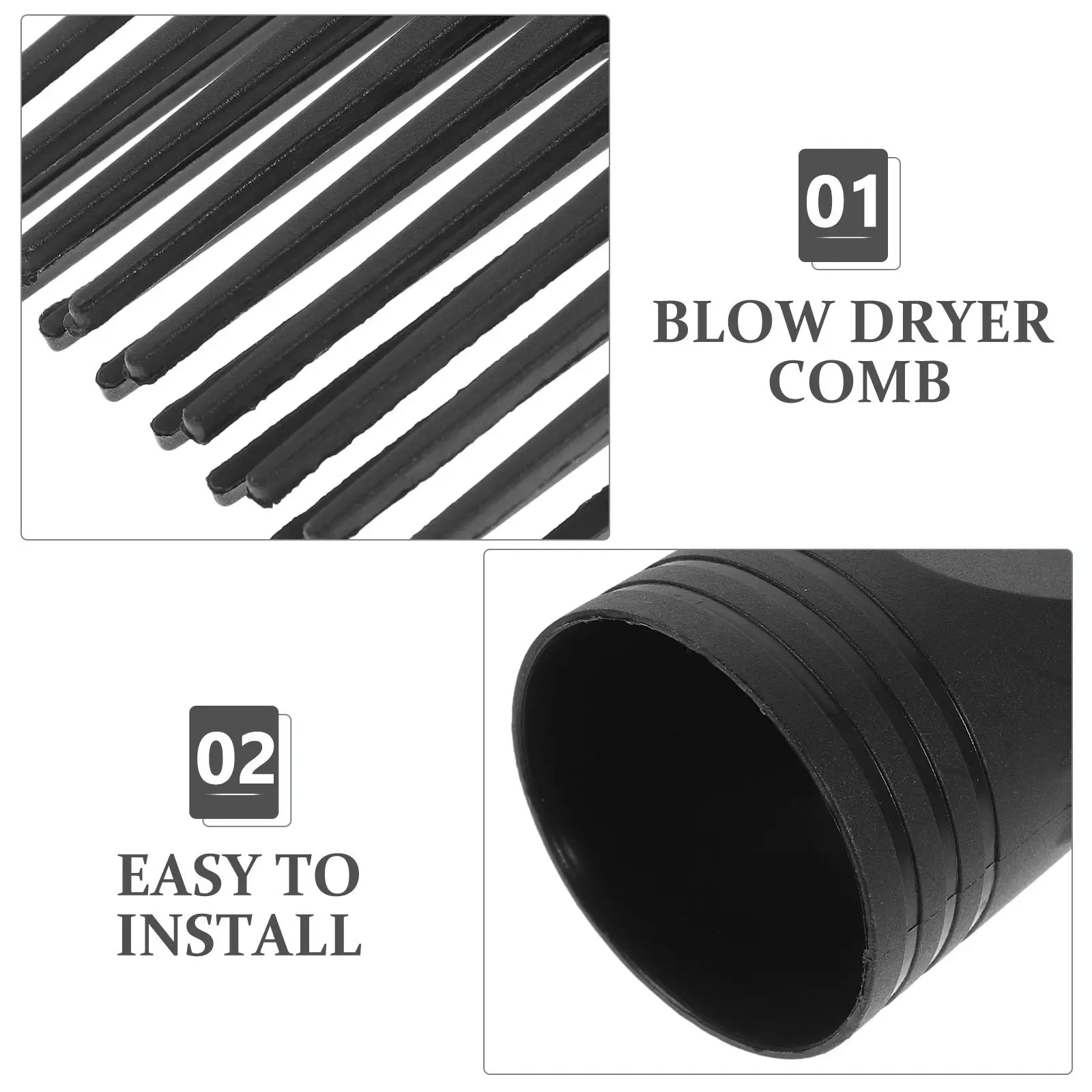 

Набор из 2 насадок-расчесок для фена, черные, аксессуары для фена, концентрированный поток воздуха, равномерное распределение тепла, совместимы с большинством фенов, диффузор