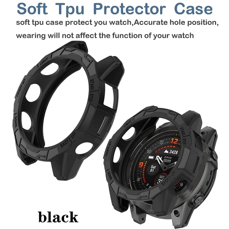 Capa protetora para Garmin Epix Pro, amortecedor de TPU macio, estojo protetor à prova de choque, Fenix 7, 7s, 7x Pro relógio inteligente, 51mm, 47mm