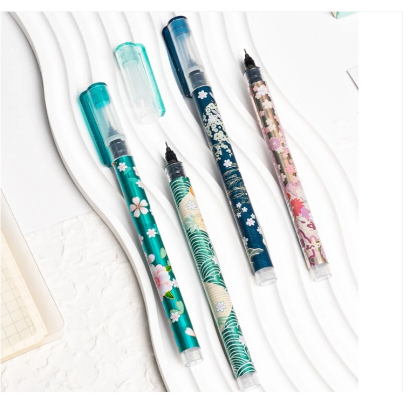 مجموعة أقلام كرة دوارة لصق الأزهار مكونة من 6 قطع، طرف رفيع 0.5 مم، حبر سائل سريع الجفاف، مادة بلاستيكية متينة، كتابة سلسة، مكتب أ #3