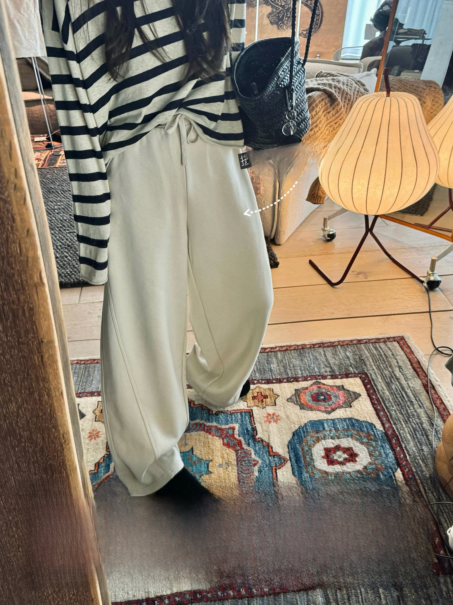 Qian Meixi Air Cotton Fce Sweatirt Material Women's Casual Pants High Waist Embroidered Loose Fit Comfortable Ciwalk