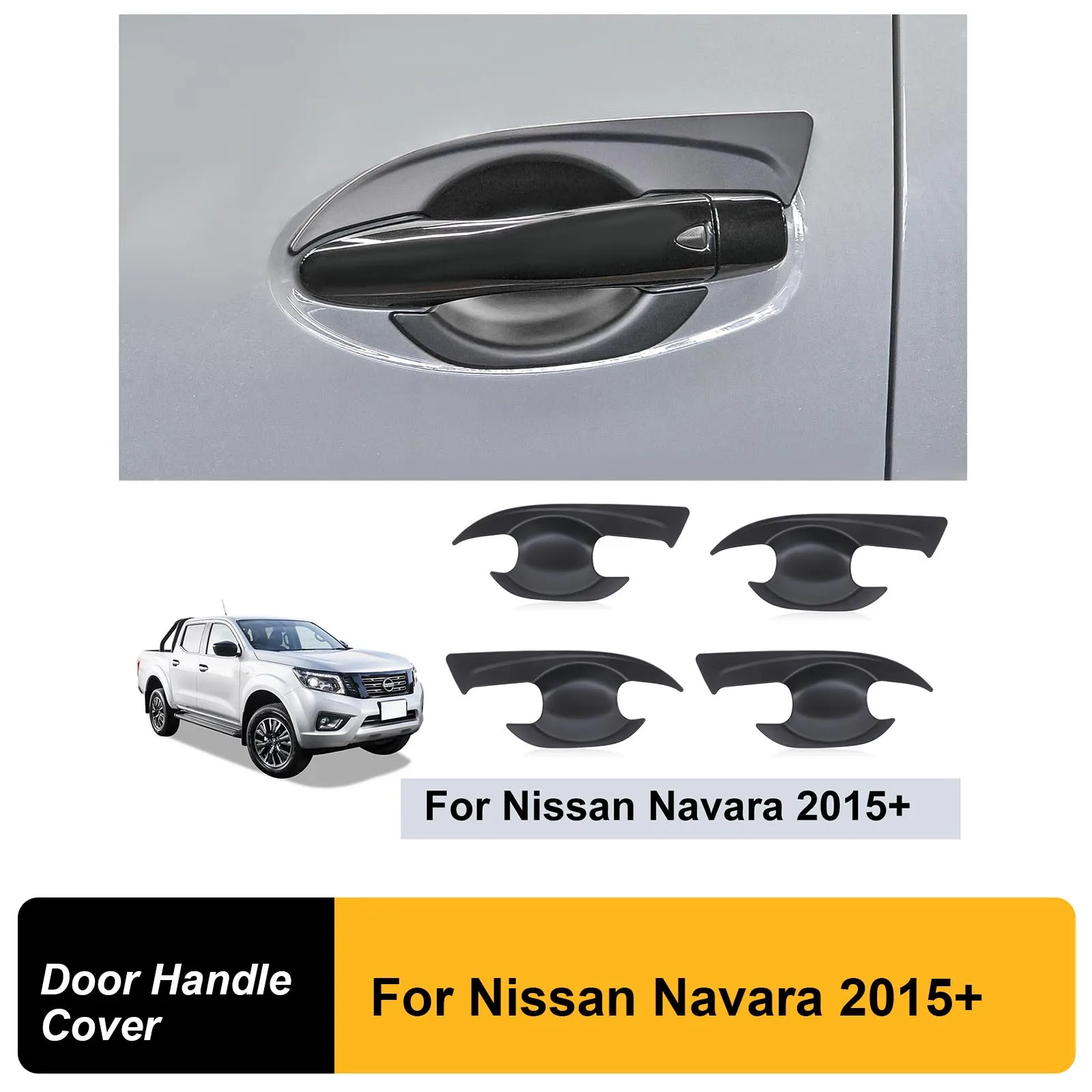 

Matte Black Car 4 Door Handle Bowl Insert Cap Cover Trim Guard For Nissan Navara NP300 2015+ For Nissan Navara Frontier 2015-202