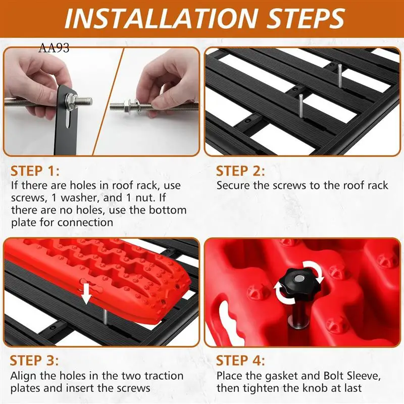 

AA-1 SET Traction Board KIT Easy-To-Install Recovery Board Mount Safety Traction Board Mount Universal Recovery Board Mounting