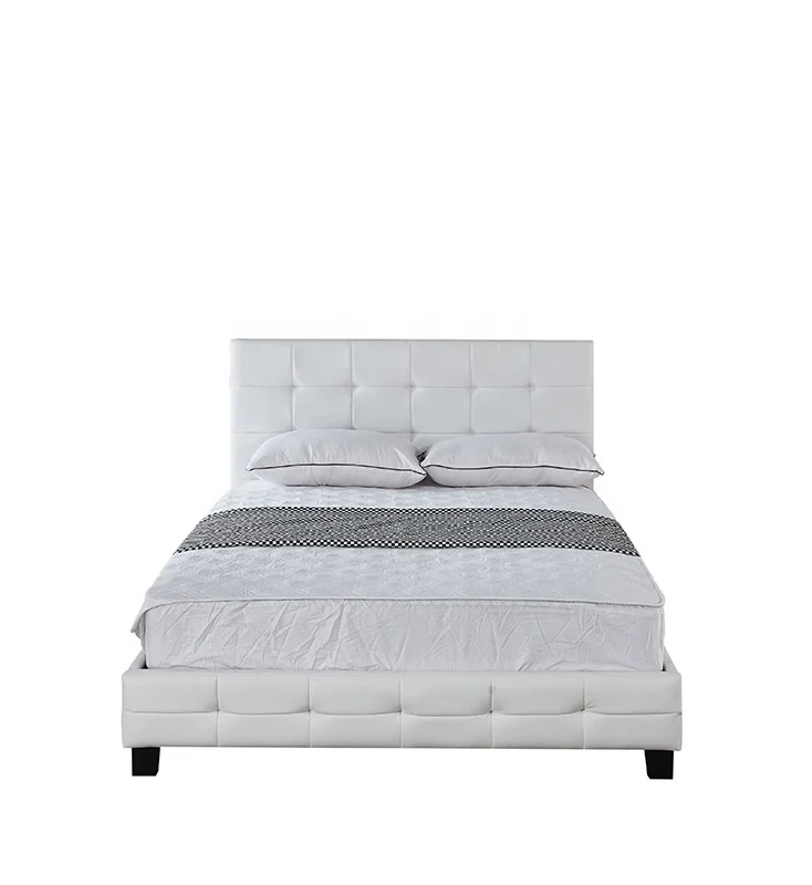 Cheaper double queen or king size white leather bed with good quality