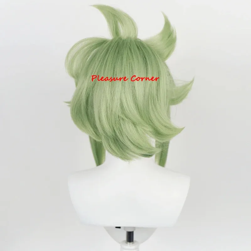 Dd12Kuki Shinobu Cosplay peluca juego Genshin Impact verde claro corto con flequillo resalta pelucas de fiesta resistentes al calor