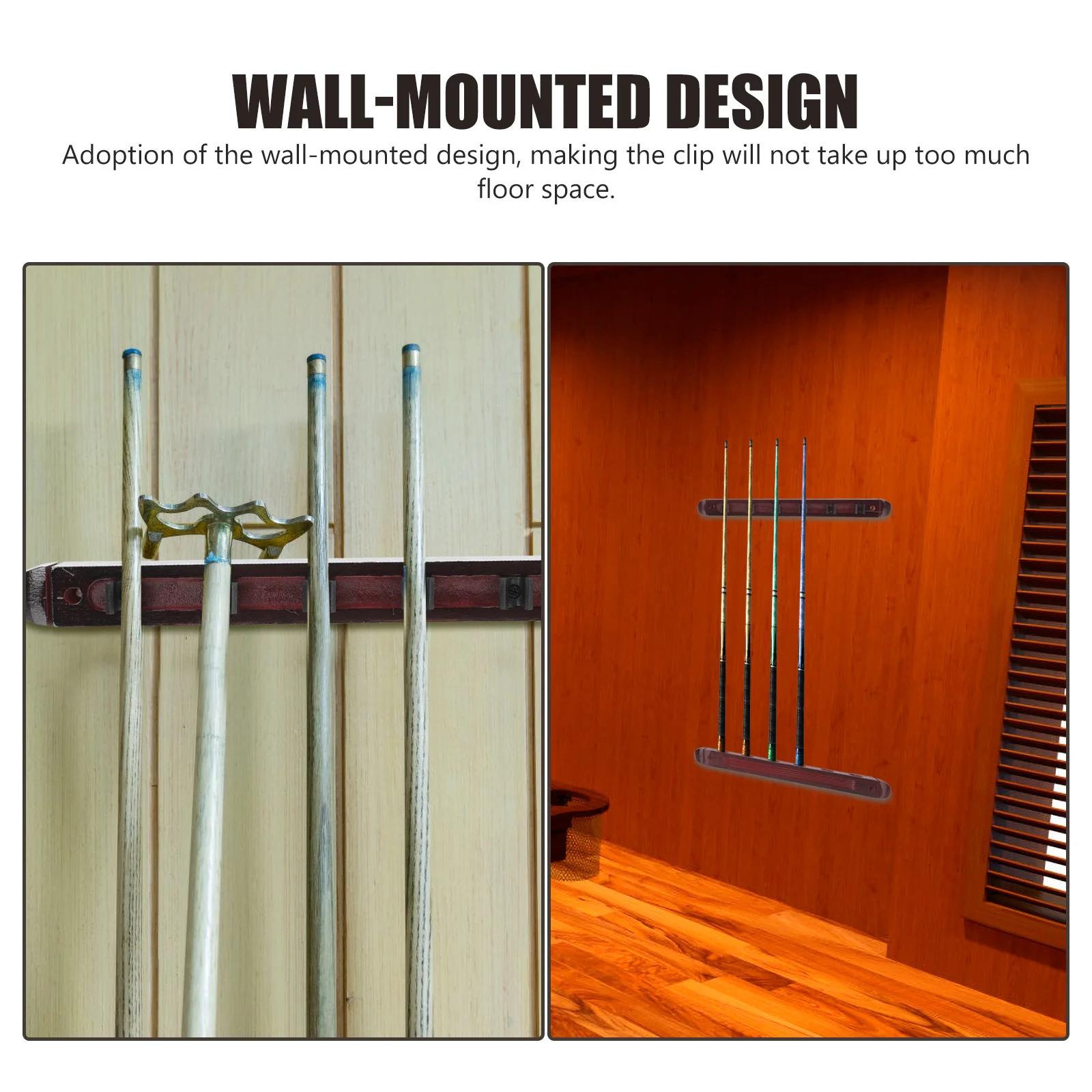 

1 set 1 Set Wall Mounted Pool Cue Rack Wood Billiard Rod Holder Multi-Hole Display Stand Decorative Pole Rack For Billiards