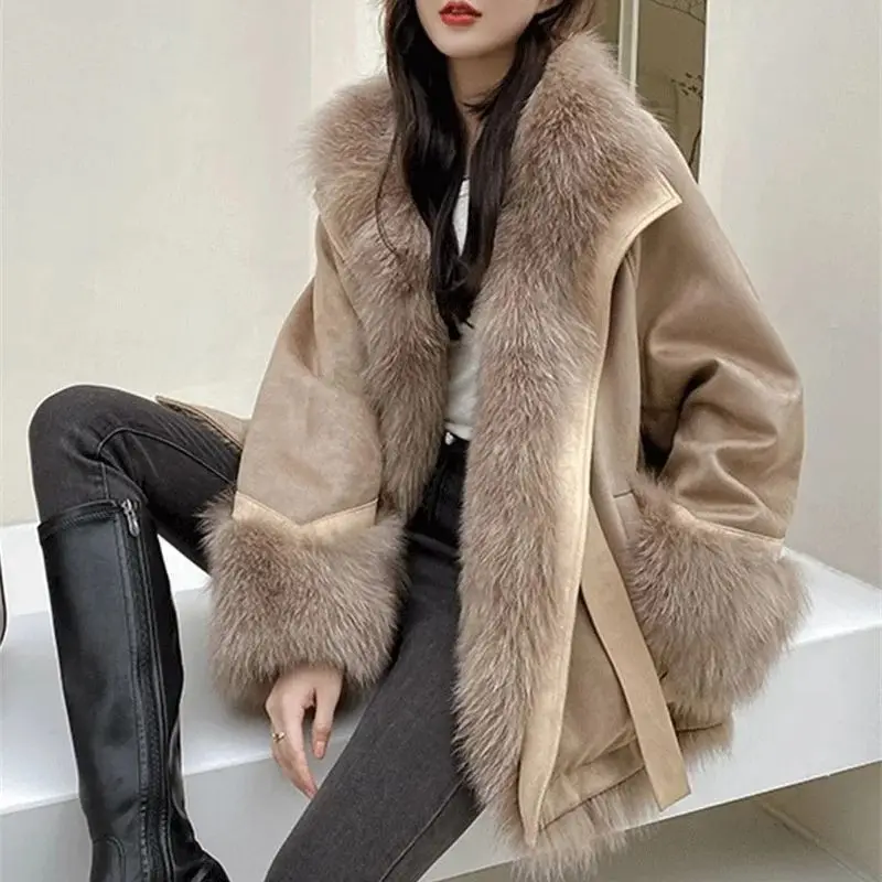 Environmentally Friendly Imitation fox fur Grass Inner Lining pie Overcomes Women\'s 2024 Winter Loose Medium Long Female Jacket
