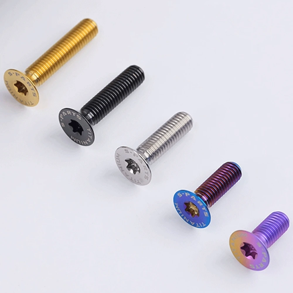 1 PC M8 p1,25mm 20 25 30 35 40 45 50 60mm GR5 Titan Legierung Senkkopf schraube Bolzen Flache T40 Torx Kopf Für Motorrad Fahrrad – Detail 2