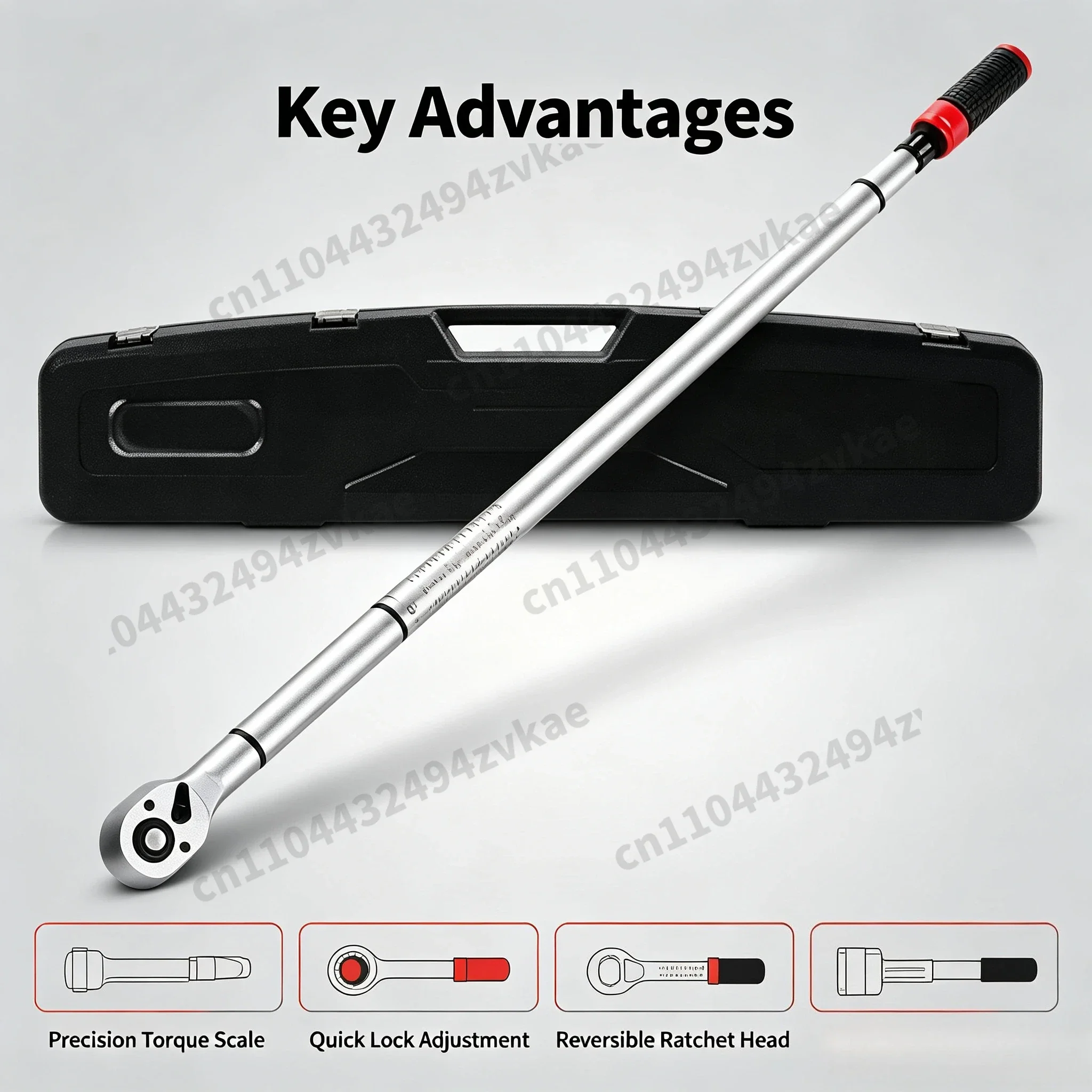 3/4 Inch Drive Torque Wrench 600-1000Nm, 48 Teeth High Precision 3% Accuracy Heavy Duty Torque Spanner for Truck Car Tire