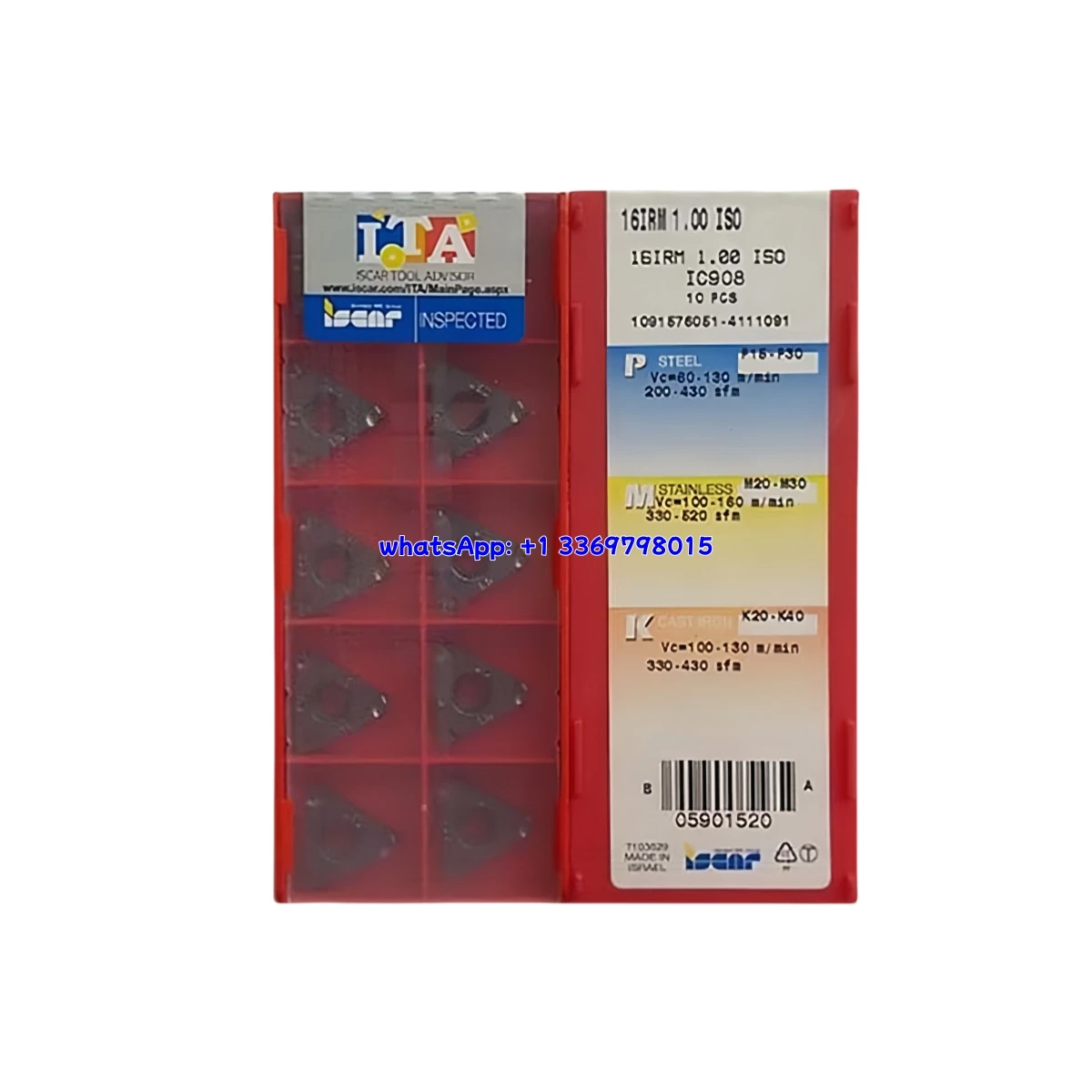 `10Pcs 16IRM Thread Insert G55 G60 A60 ISO NPT BSPT UN W IC908 Carbide Internal Thread Turning Tool Inserts Original`