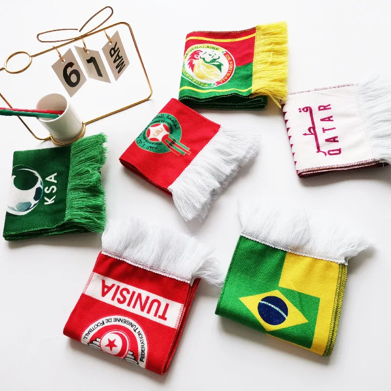 National Team Soccer Fan Scarf, Custom Double-sided Fleece Scarves, Germany France Italy UK Football Fans Scarf