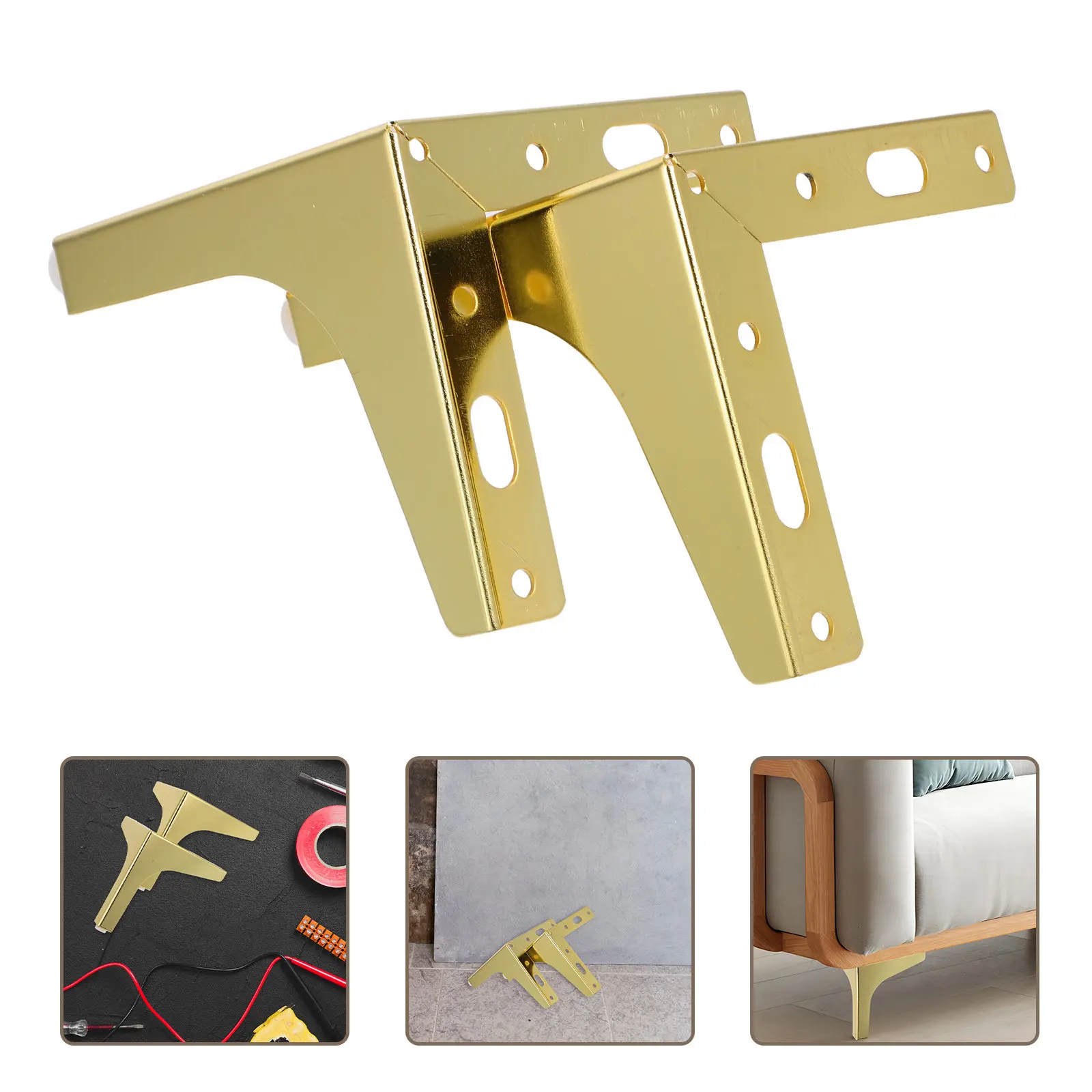 2Pcs Furniture Hardware Legs Metal Triangle Stable Replacement Sofa Coffee Table Cabinet Protector Feet Triangle Feet for Chair