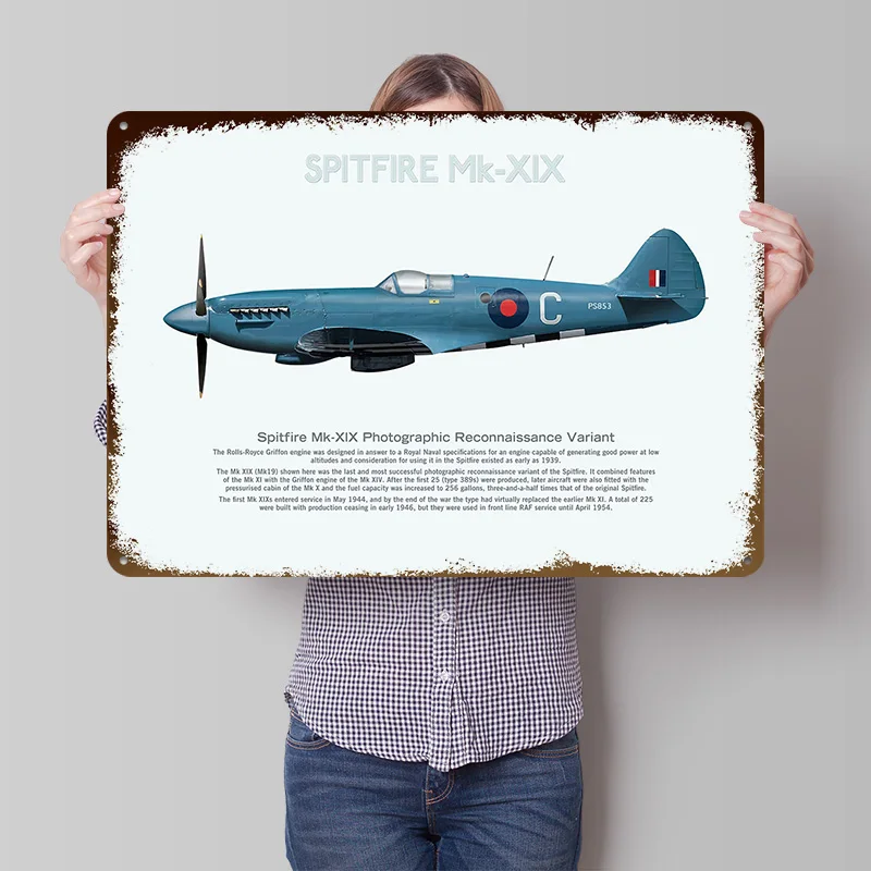 Mk19 Spitfire Recon Tin Poster Customized Wall Art Retro Vintage Metal Signs for Fans Room Decoration Home Decor Accessories