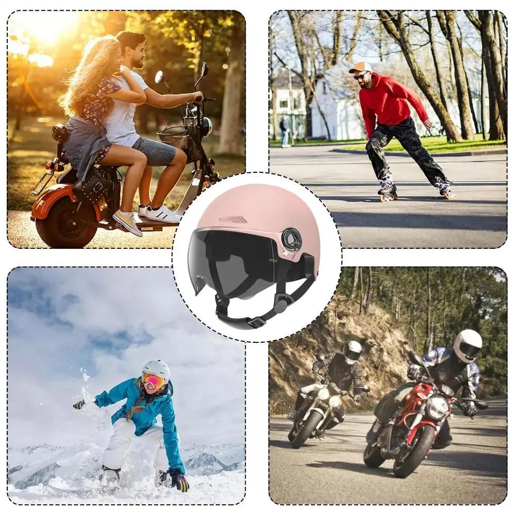 Fahrradhelm 3C-Zertifiziert für Männer, Frauen, Erwachsene und Kinder Cartoon-Elektrofahrrad-Motorrad-Halbhelm mit Schutzbrille – Detail 29