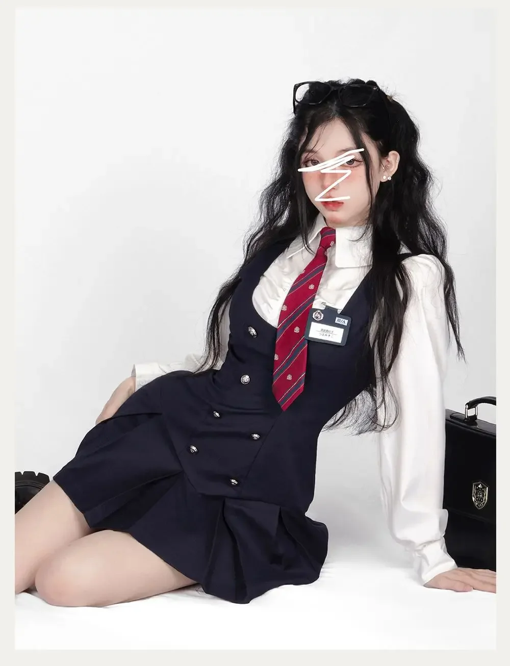 Autumn Japanese Kawaii School Uniform Women Korean Cute College Student JK Uniform Vintage White Shirt and Strap Dress Sets 2023