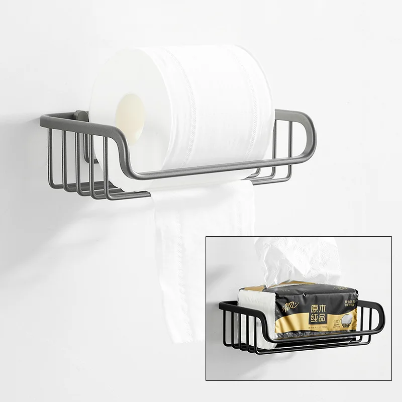 Paper Towel Holder Shelf Wall Mounted Paper Towel Rack Basket for Kitchen Shower Bathroom