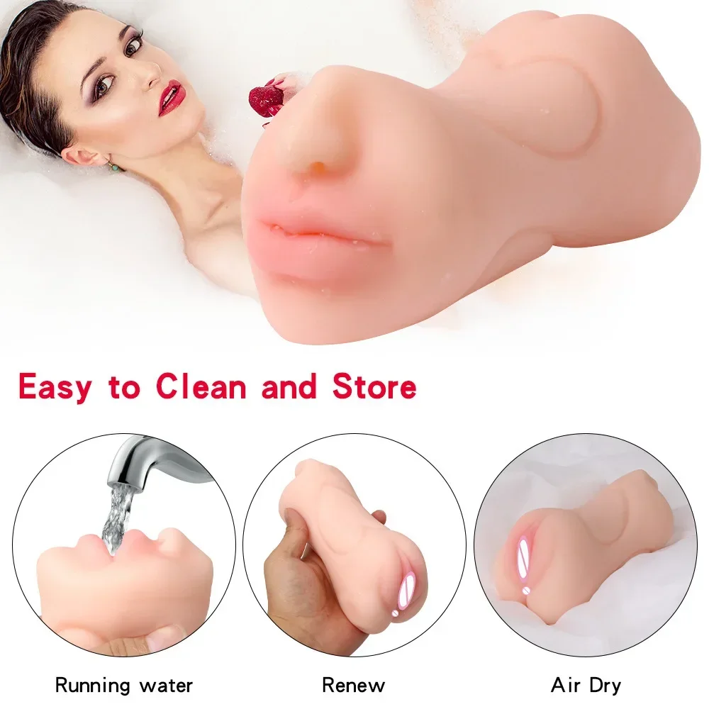 Male 3 in 1 Silicone Masturbator Mouth Vagina Anus Soft Masturbator Realistic Pocket Pussy Man Adult Product Sex Toys