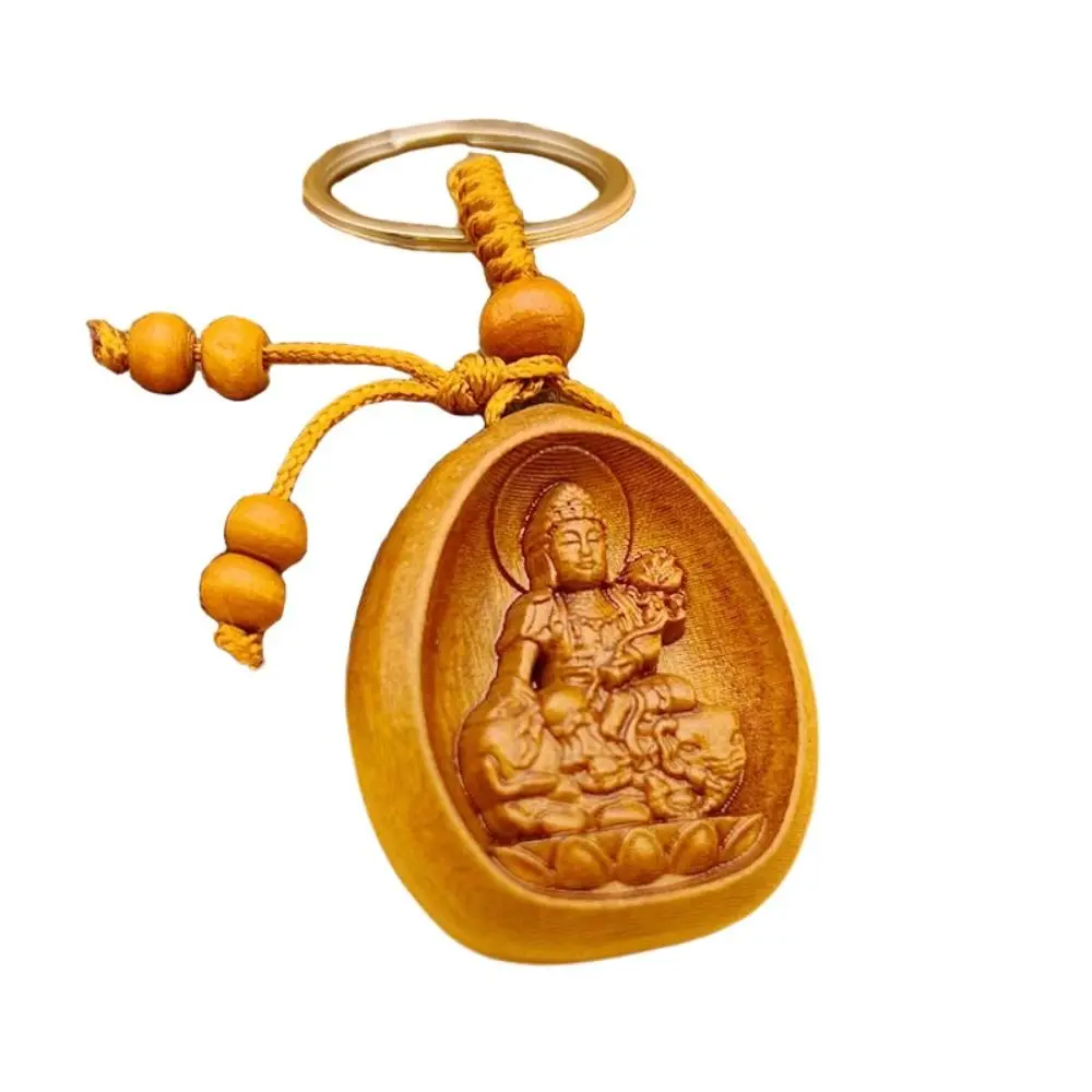 4 Pcs Wood Carving 12 Zodiac Patron Saint Pendant Three-dimensional Eight Guardian Deities Chinese Guardian God Keyring Lifelike