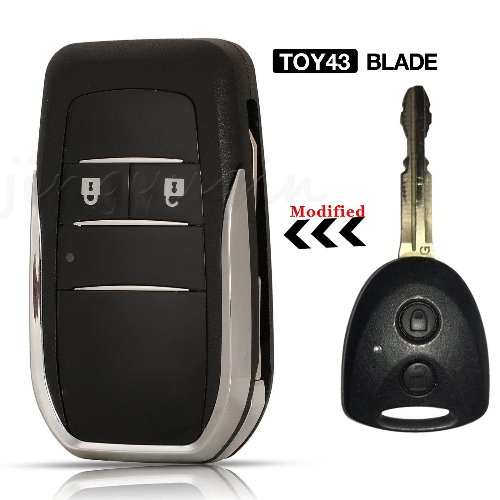 Jingyuqin 2 Buttons Modified Car Key Shell Case For Toyota Camry Corolla Avlon Rav4 Reiz Yaris 4runner Fit Daihatsu